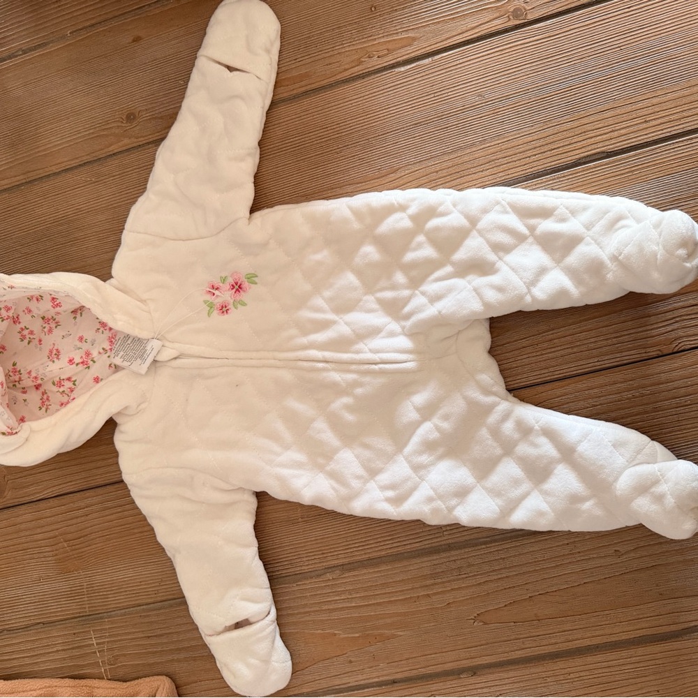 Laura Ashley Quilted Floral Kids Footie - Cream